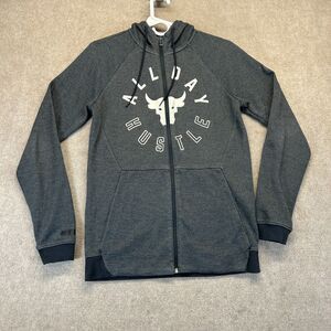 Under Armour Project Rock Hoodie Men's Small Full Zip Gray All Day Hustle